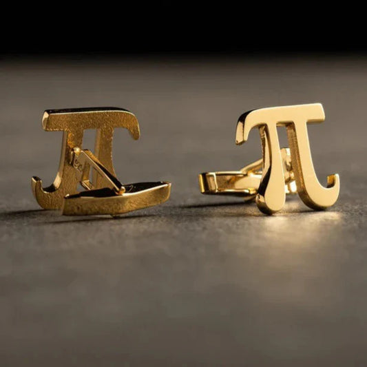 Product image of Eraya Jewel Pi Cufflinks with a distinguished Gold finish, featuring the classic mathematical Pi symbol.