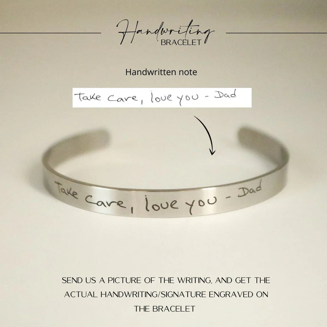 Real Handwriting Cuff Bracelet