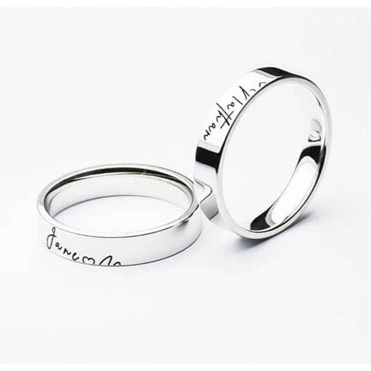 Custom Handwriting Cross Couple Ring Set