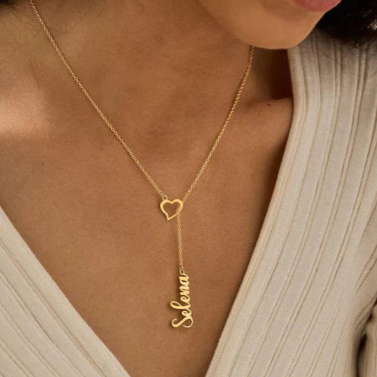 Personalized Heart with Name Drop Necklace