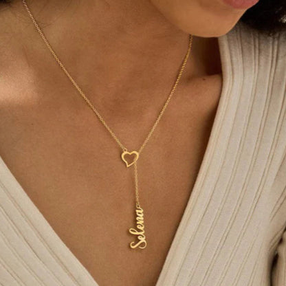 Personalized Heart with Name Drop Necklace