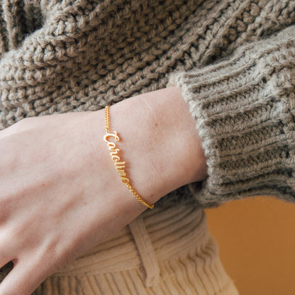 Custom Name Bracelet with Curb Chain