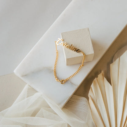 Custom Name Bracelet with Curb Chain