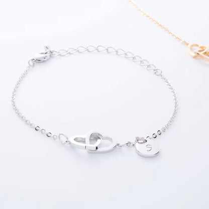 Custom Double Heart Initial Ankle Bracelet
