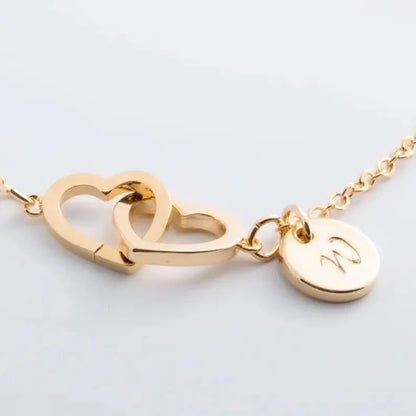 Custom Double Heart Initial Ankle Bracelet