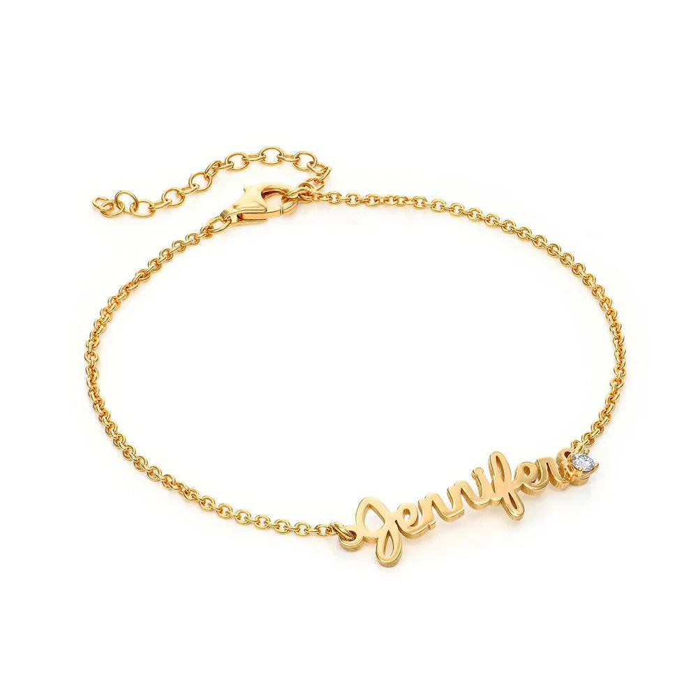 Cursive Name Bracelet with Diamond