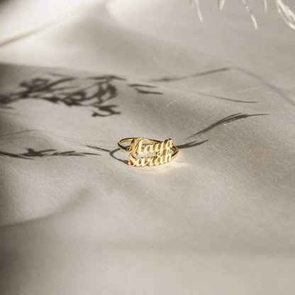 Custom His and Hers London Name Ring