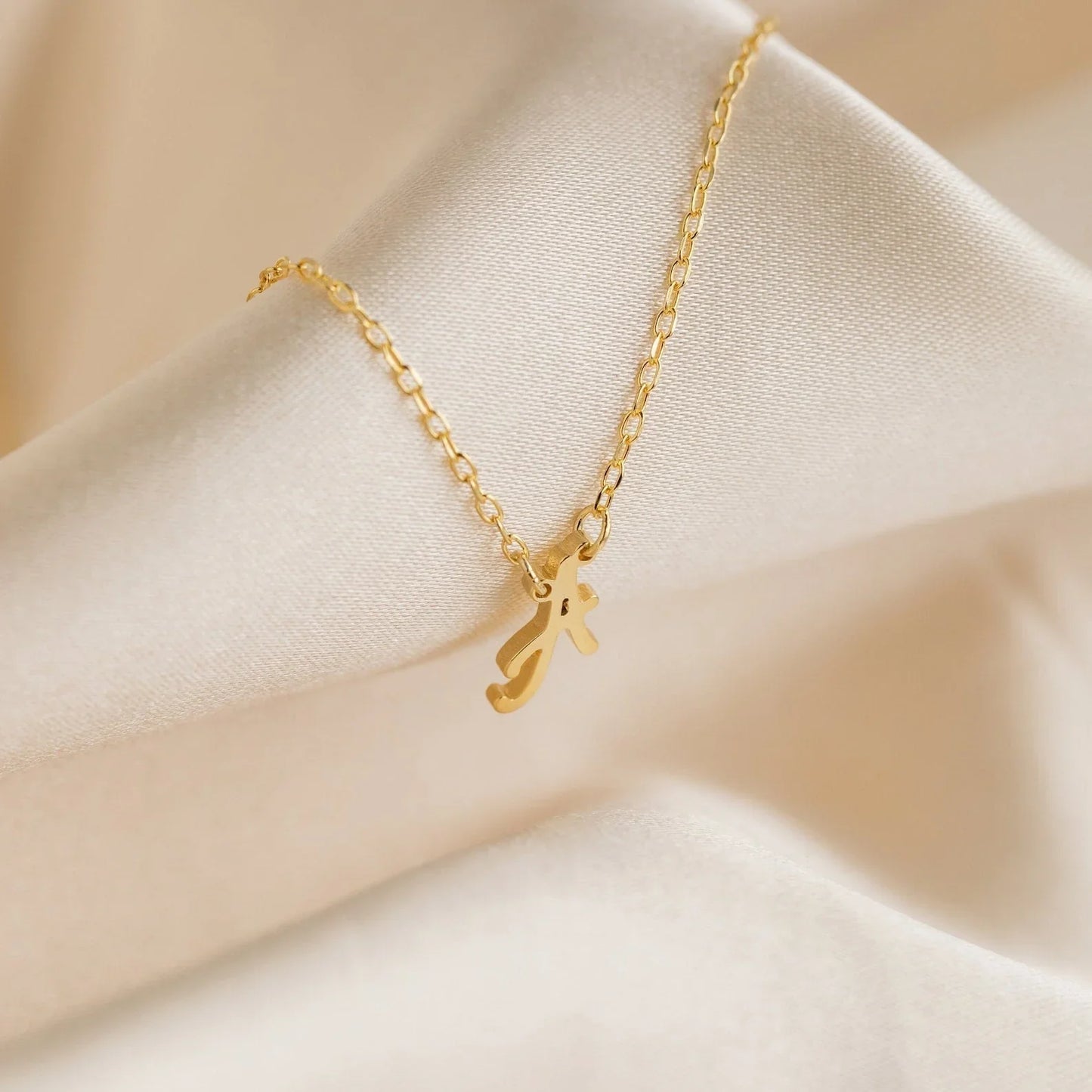 Close-up of the Eraya Jewel Initial Letter Pendant with the letter 'A,' highlighting the craftsmanship and the delicate details of the pendant.