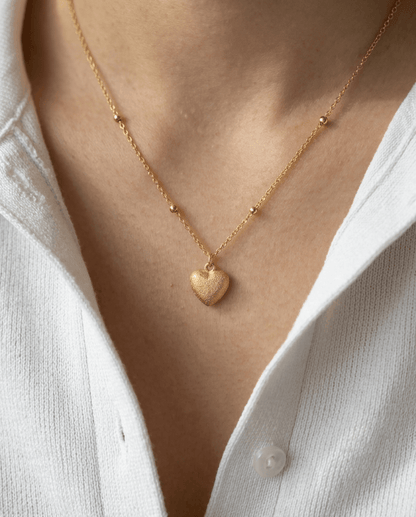 dainty heart pendant necklace in 18K gold finish by Eraya Jewel