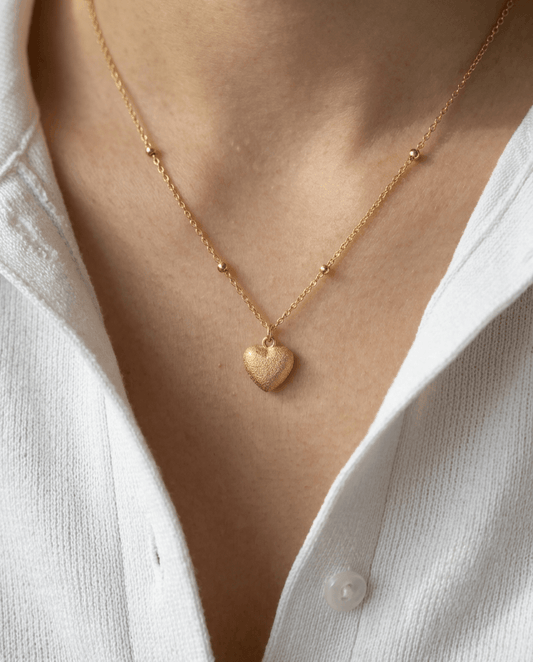 dainty heart pendant necklace in 18K gold finish by Eraya Jewel
