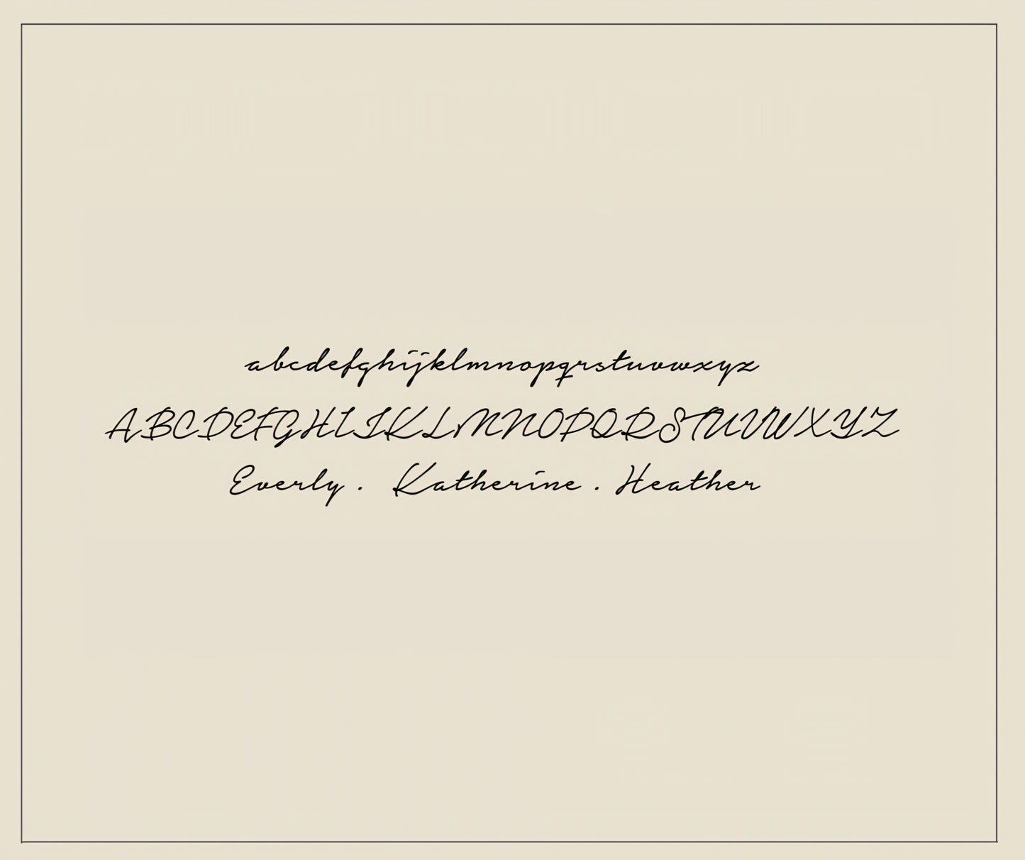 Cursive alphabet and names on a beige background