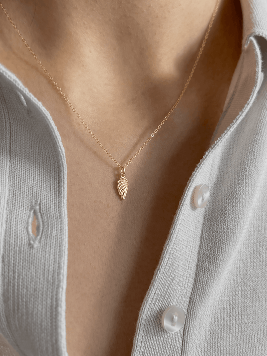 lucky feather charm necklace gold anti tarnish daily wear jewelry