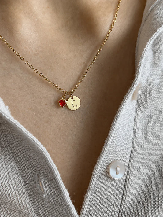 Minimal Tiny Heart Initial Pendant