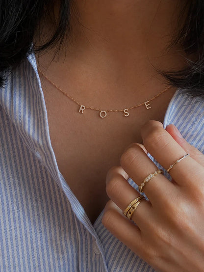 Personalized Pavé Letter Name Necklace | Eraya Jewel
