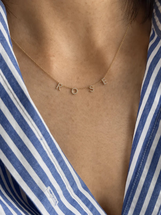 Personalized Pavé Letter Name Necklace | Eraya Jewel