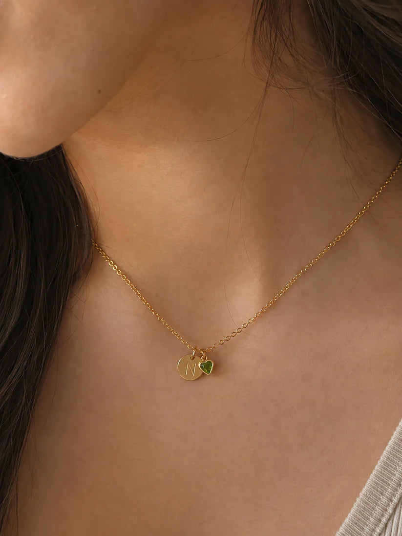 Minimal Tiny Heart Initial Pendant