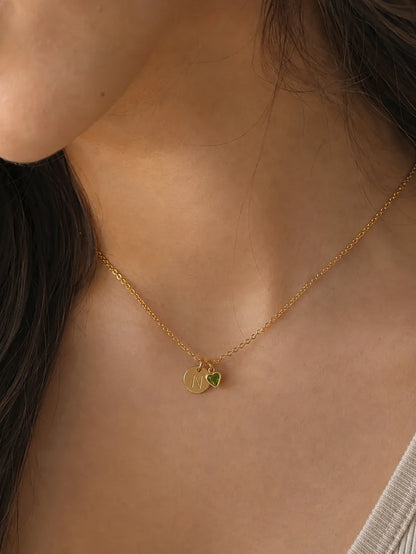 Minimal Tiny Heart Initial Pendant