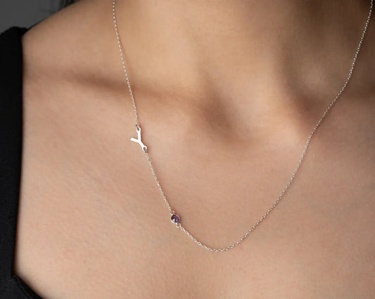 Birthstone Initial Necklace