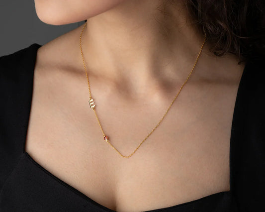Birthstone Initial Necklace