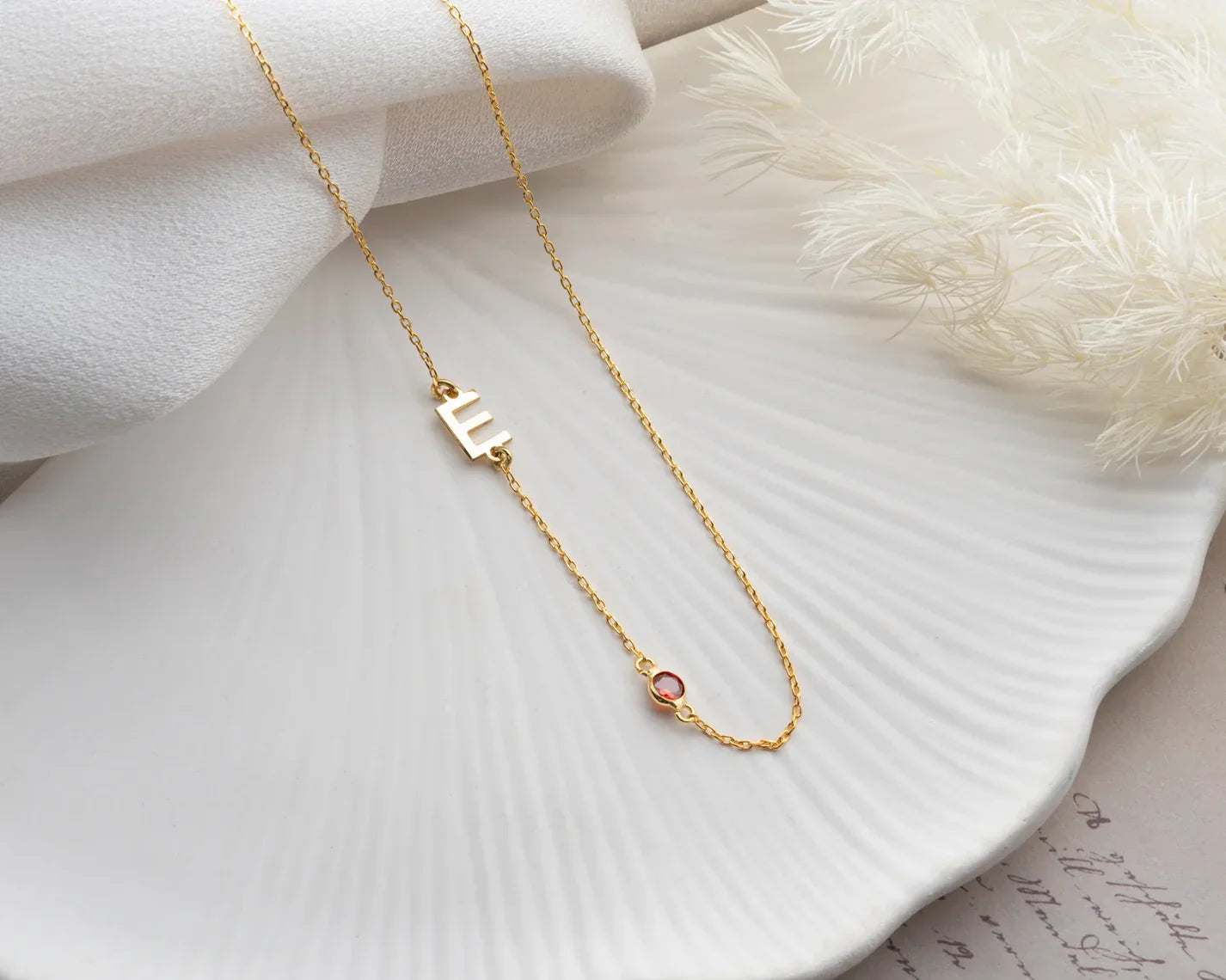 Birthstone Initial Necklace