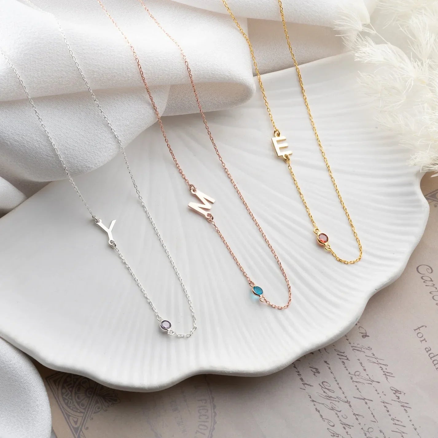 Birthstone Initial Necklace