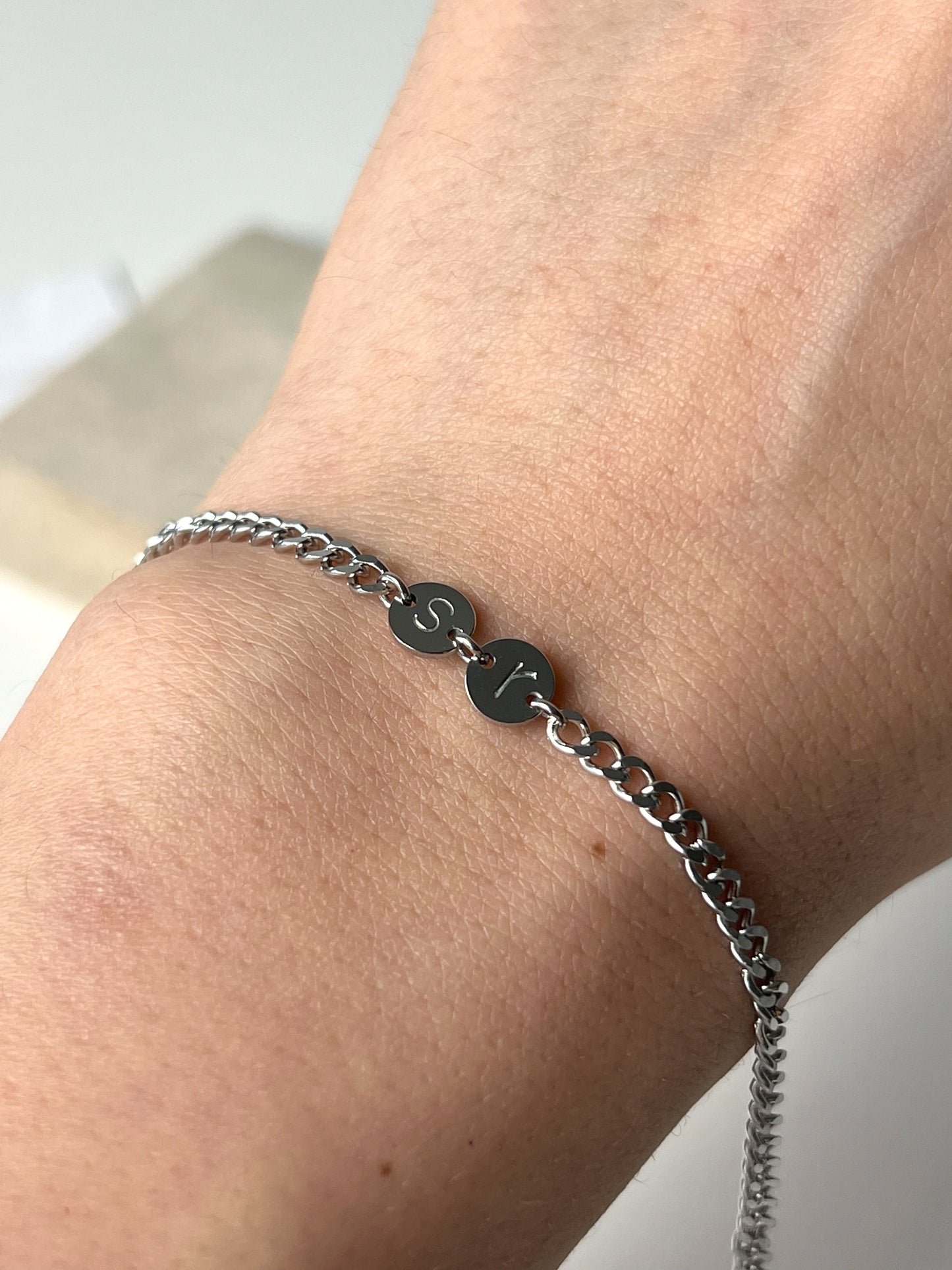 Model wearing his and her forever mine bracelet 