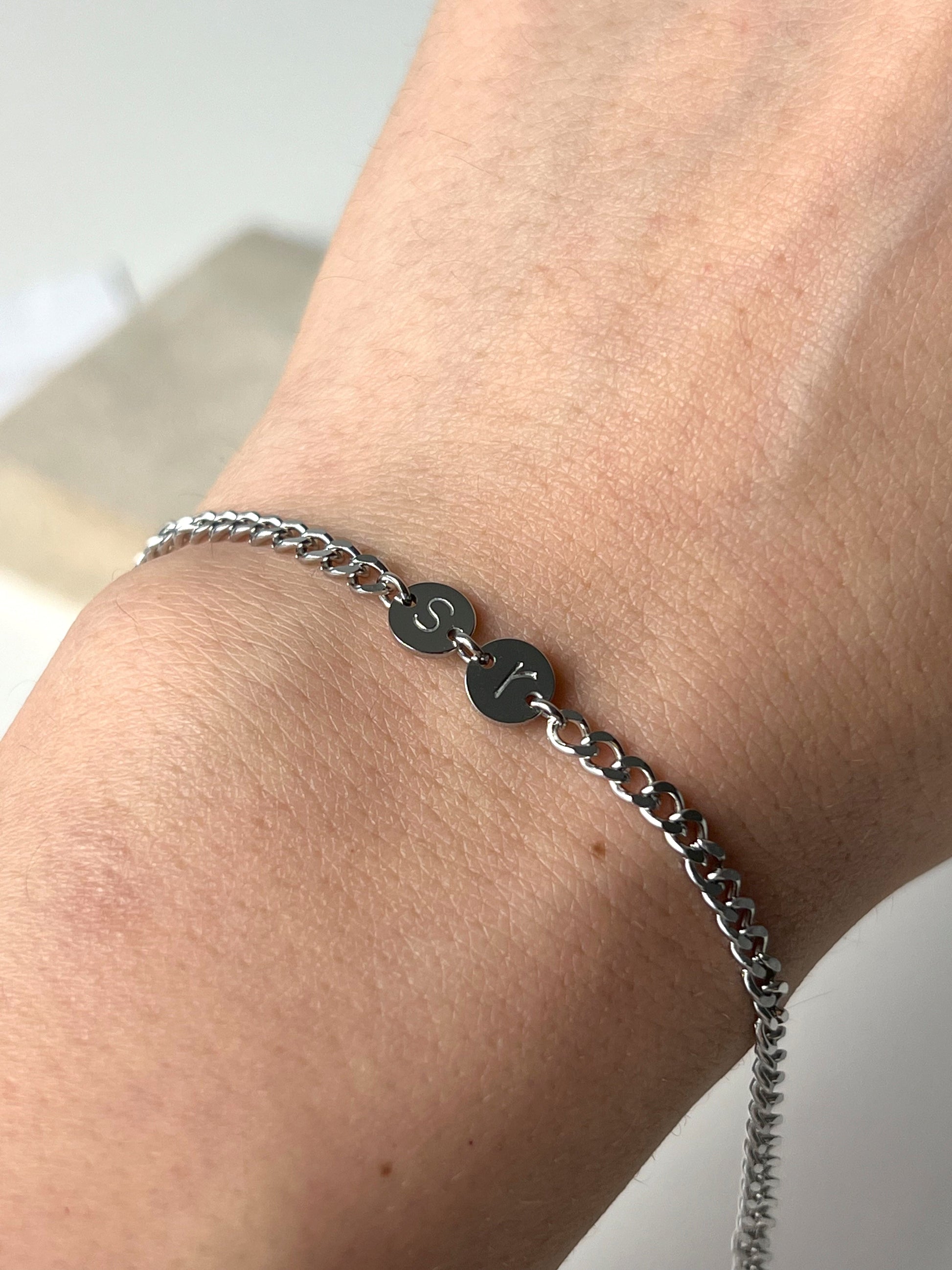 Model wearing his and her forever mine bracelet 