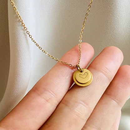 Anniversary gift pendant with heart and custom letter on chain