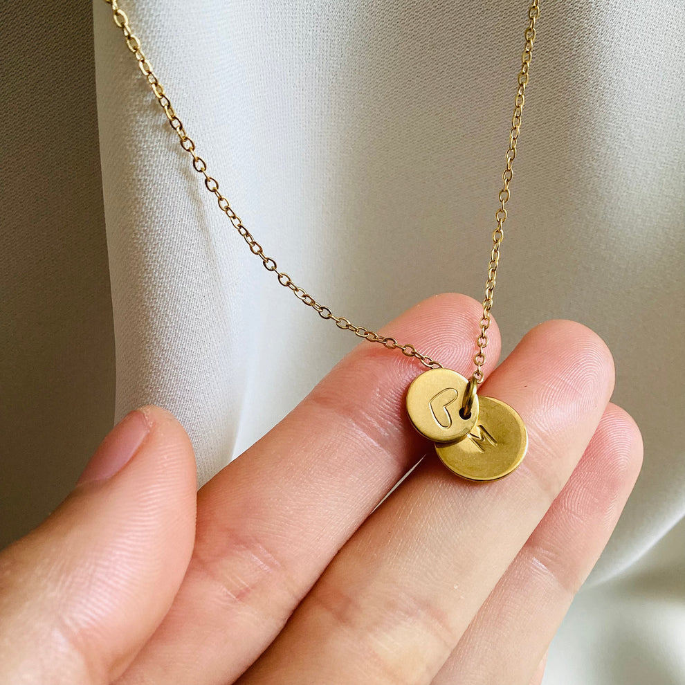 Stylish everyday necklace with initial and heart charm for women