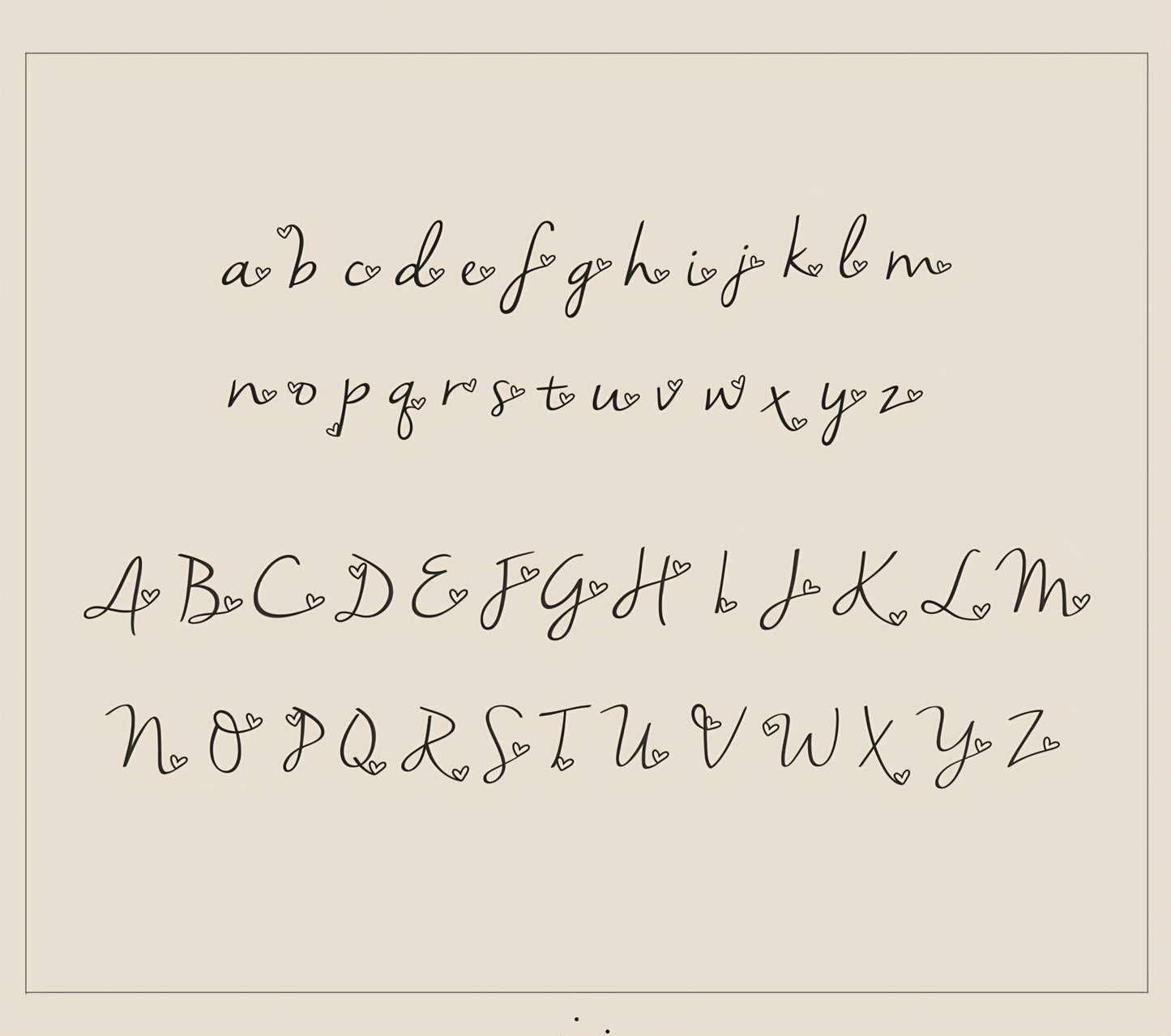 Calligraphy alphabet on a beige background