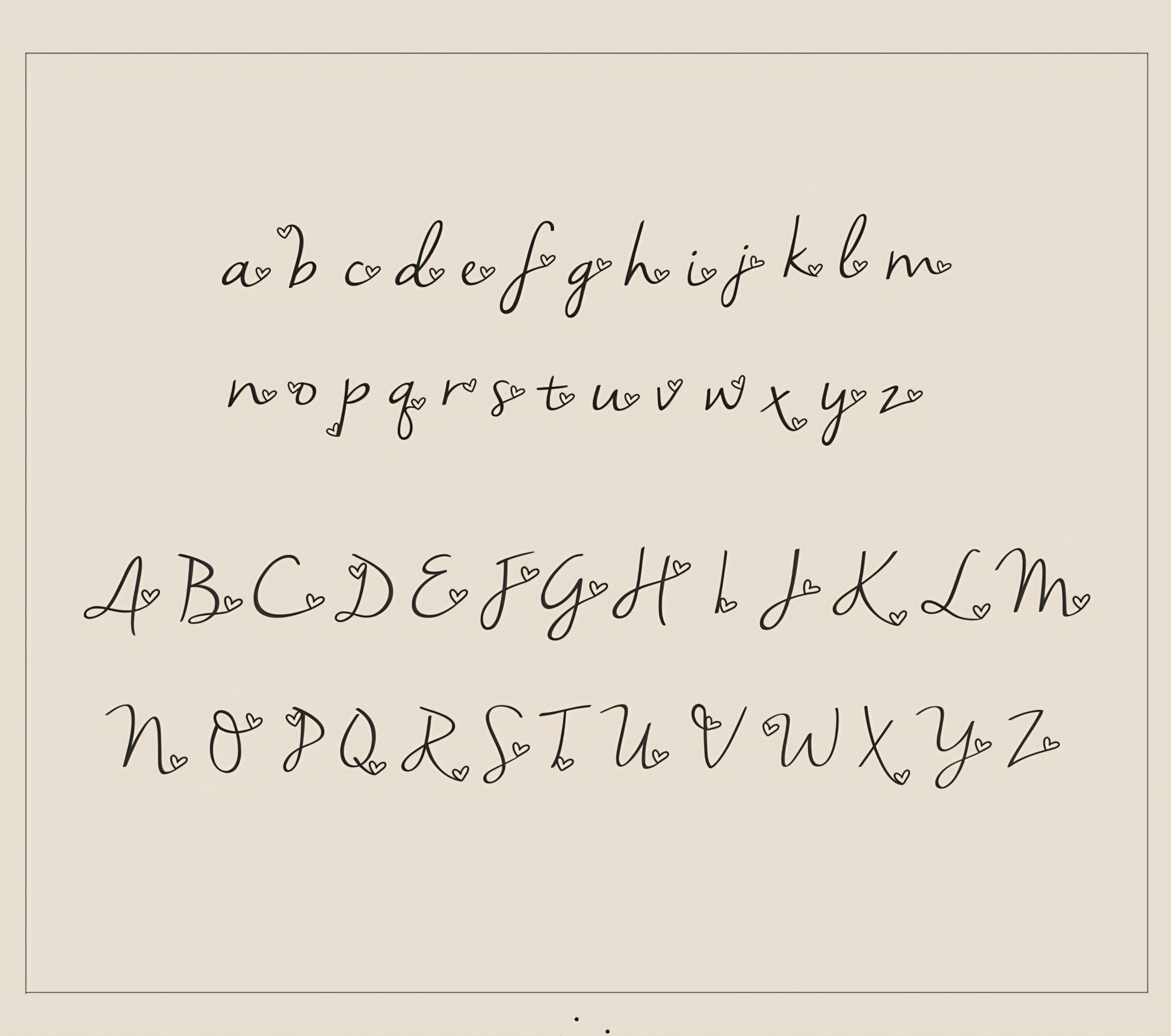 Calligraphy alphabet on a beige background