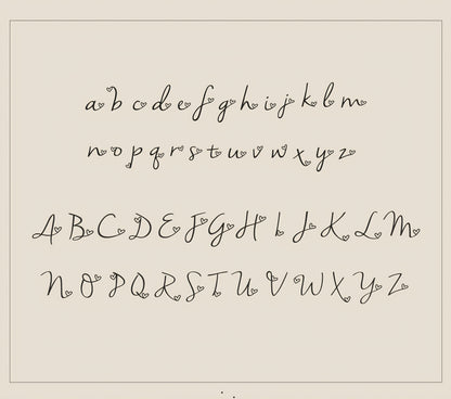 Calligraphy alphabet on a beige background