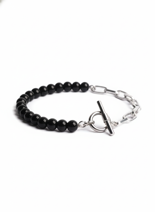 Obsidian Steel Toggle Bracelet