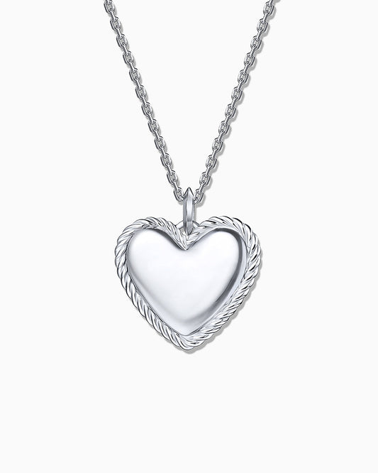 Noah's Heart Shape Necklace in polished 925 sterling silver by Eraya Jewel, showcasing its distinct heart design