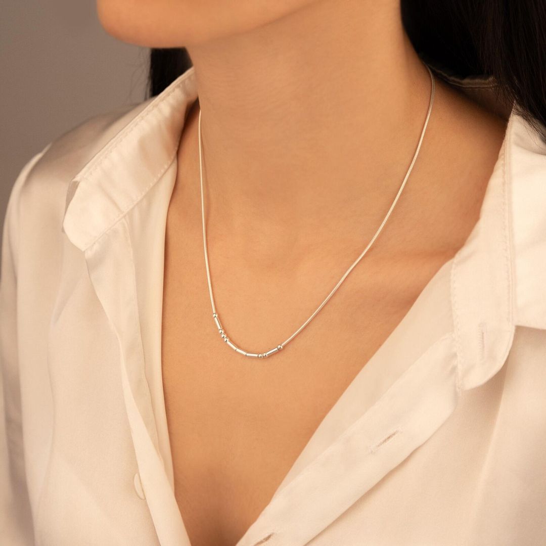 925 silver morse code necklace