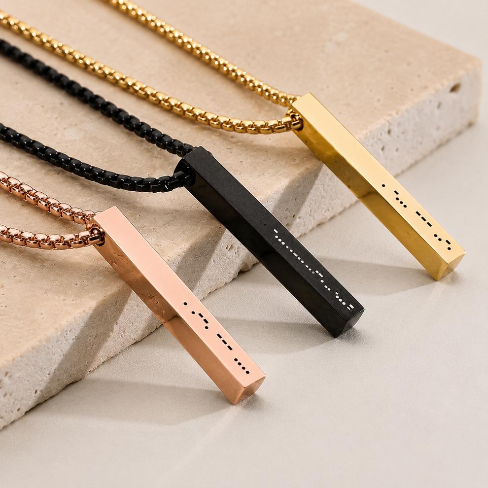 Custom Men's Morse Code Bar Pendant