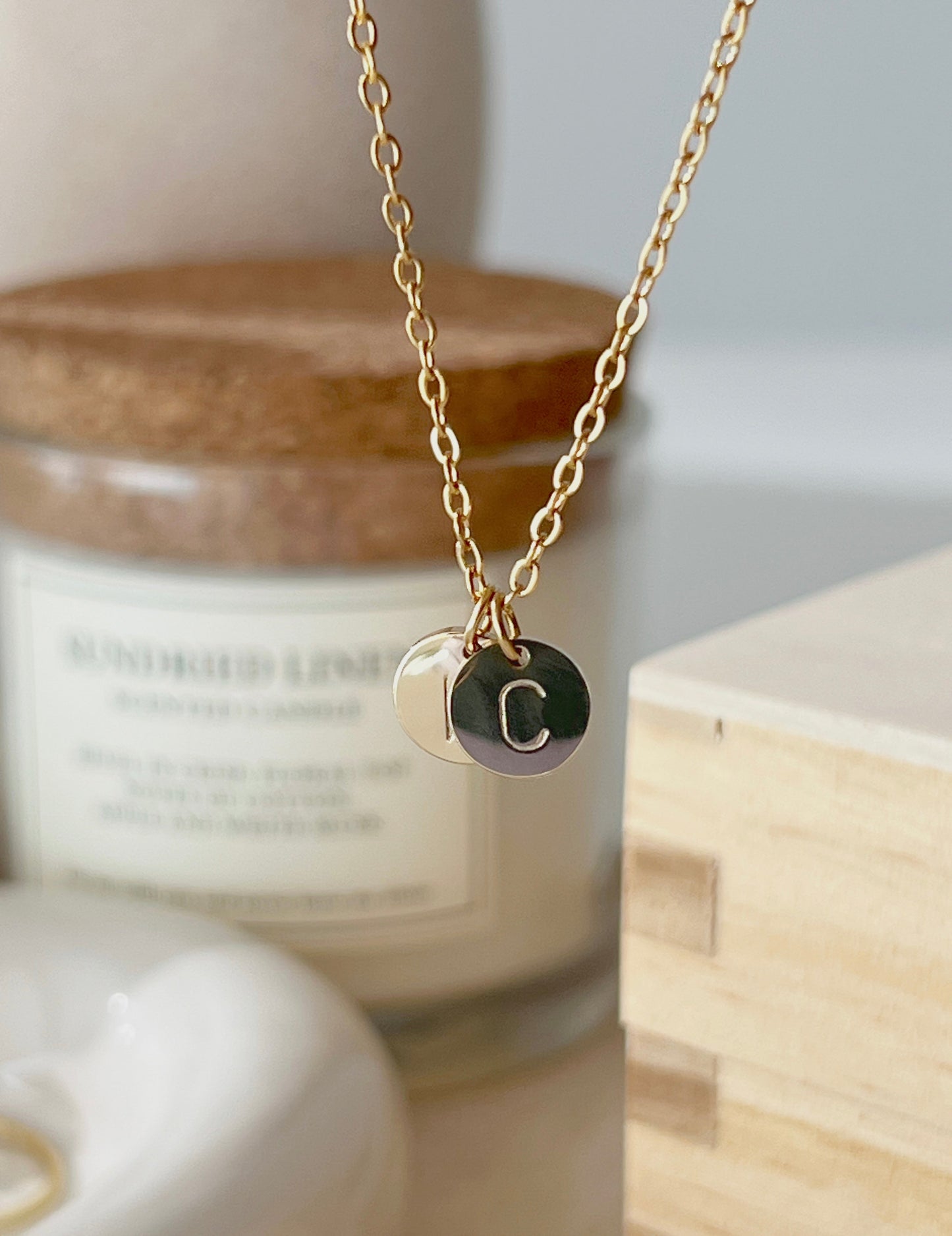 Double Initial coin pendant