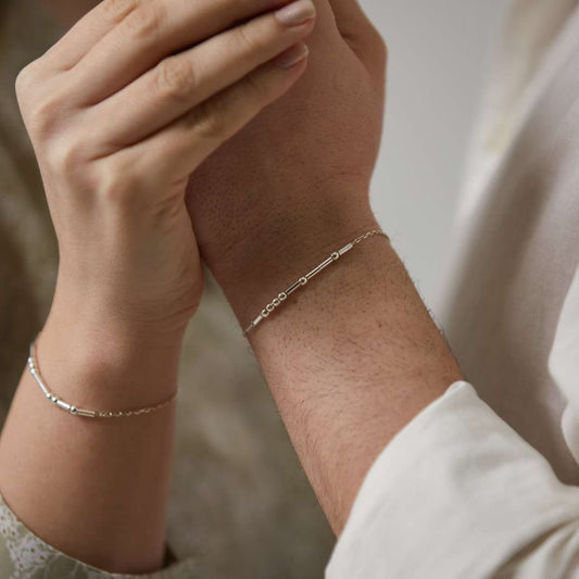 925 silver morse code his & her initial bracelate
