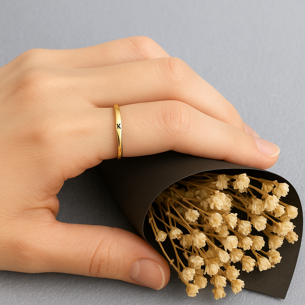 925 Silver Custom Initial Letter Ring