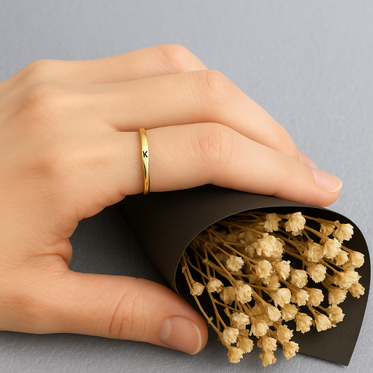 925 Silver Custom Initial Letter Ring