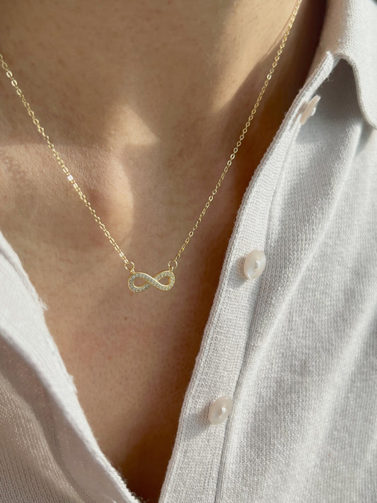 Forever infinity gold necklace – symbol of endless love in dual finish